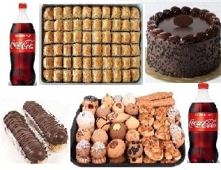 Evde Parti Seti Çikolatalı Pasta 1 kg Baklava Ekler ve Kuru Pasta pasta